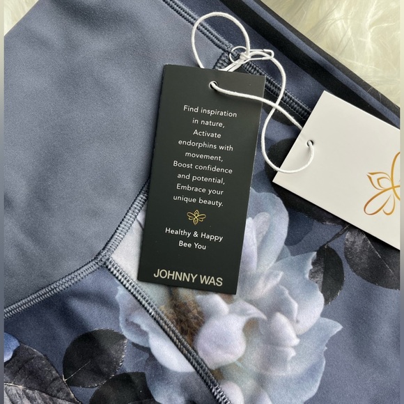 🆕 Johnny Was Active Women's XS Grey Peony Floral High Waist Sculpting Leggings - Picture 7 of 9
